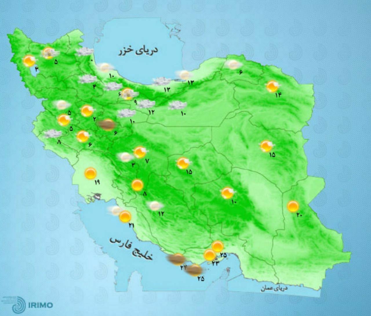 پیش بینی وضعیت بارش‌ها در مازندران و کشور تا هفته آینده